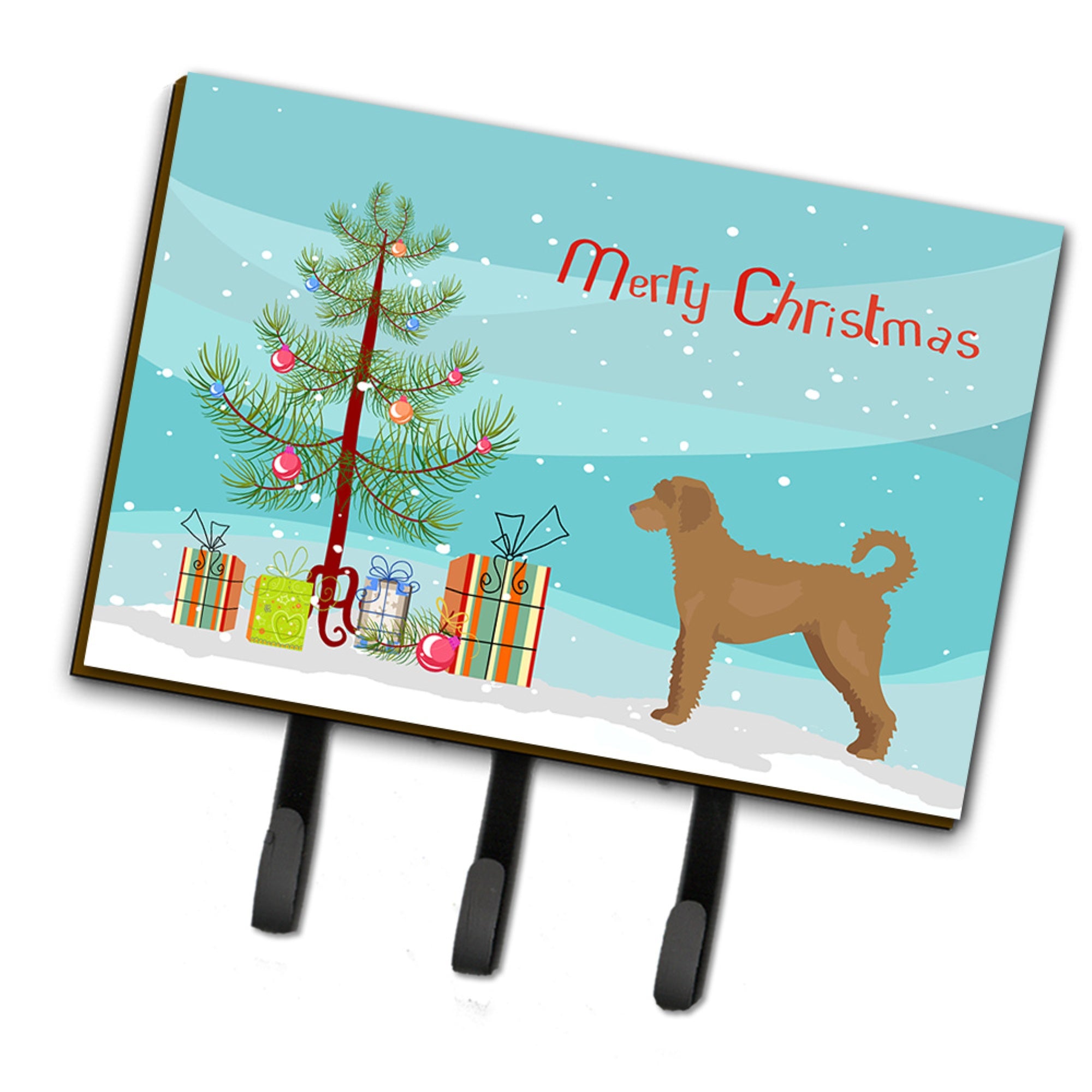 Caroline'S Treasures Tan Labradoodle Christmas Tree Leash Or Key Holder Hooks, Multicolor